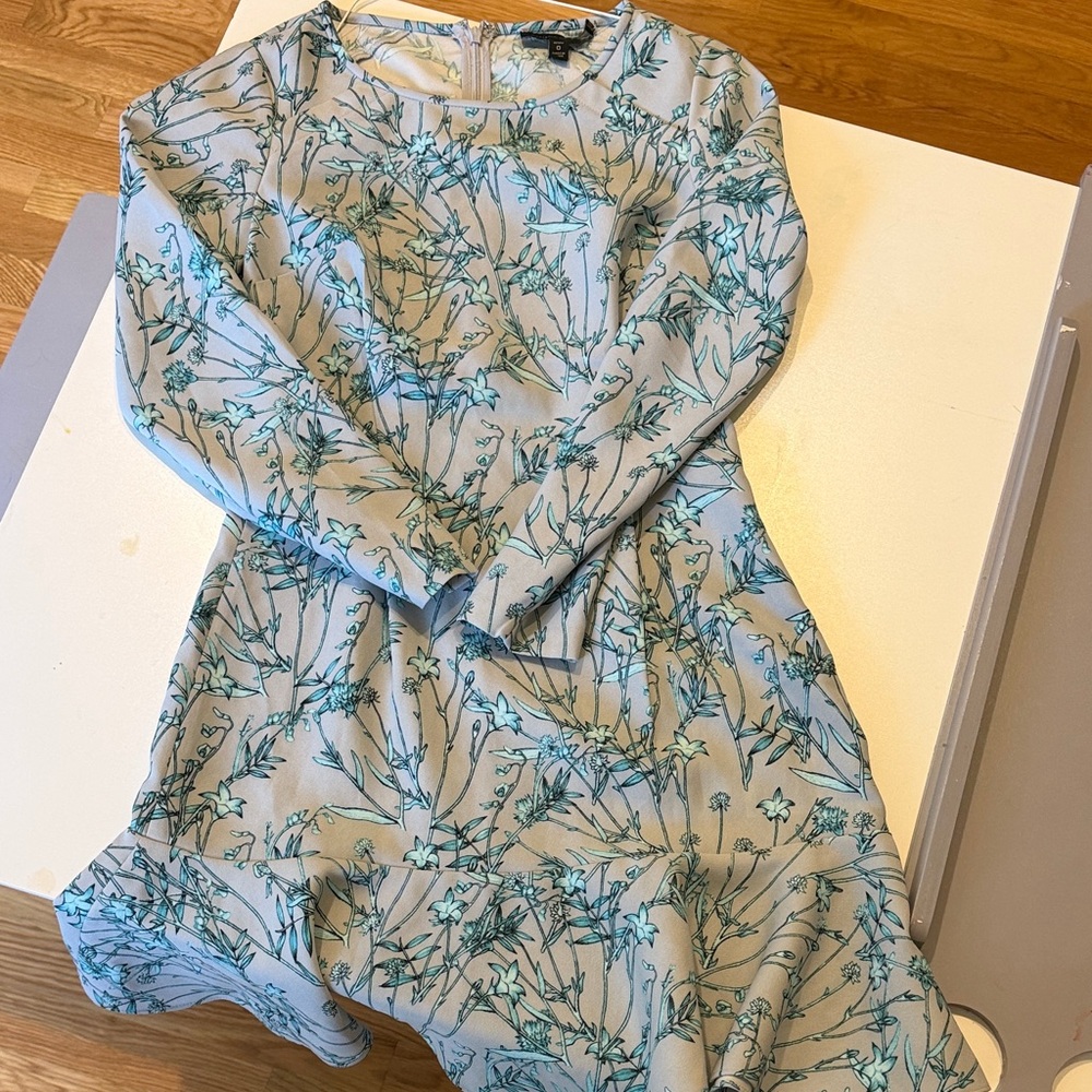 Banana Republic Beige Dress with Teal Floral Print